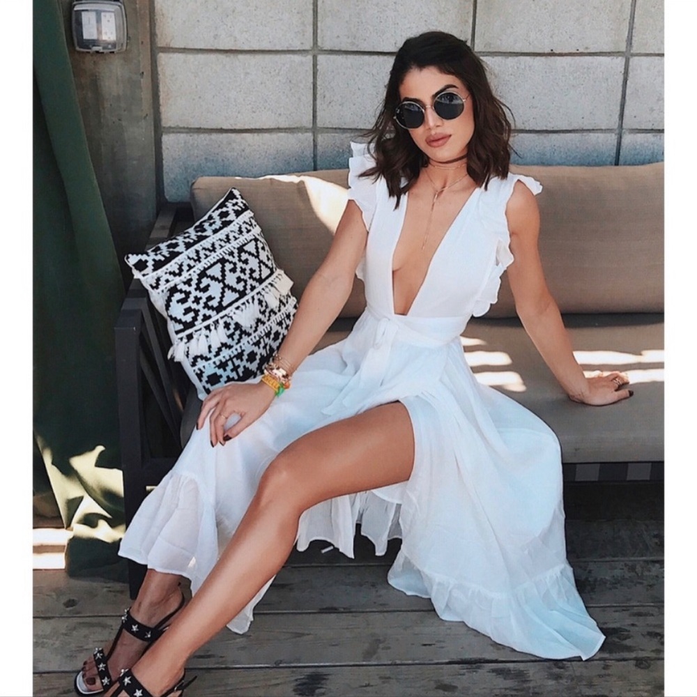 Majorelle Revolve Mistwood Wrap Dress in White